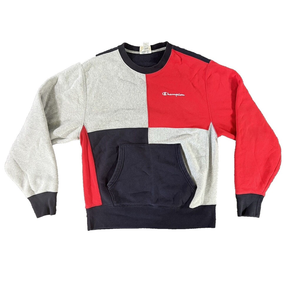 Champion VTG Reverse Weave Crewneck ColorBlock Sweatshirt Men's Pocket Medium